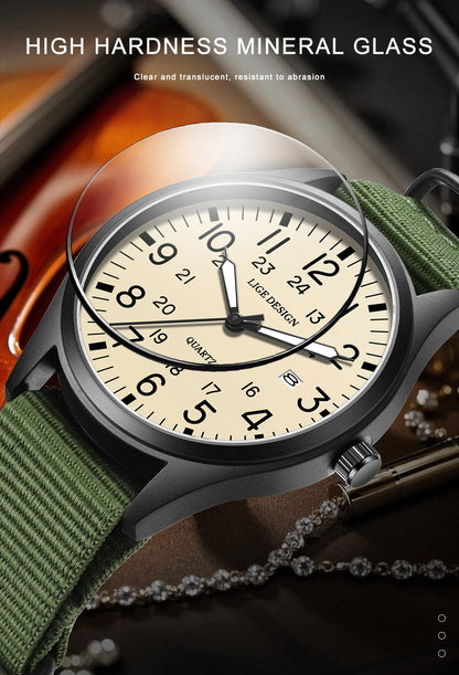New Fashion LIGE Fashion Man Watch Outdoor Casual Sport Classic Auto Date Waterproof Luminous Quartz Watches Male Wear-resistant