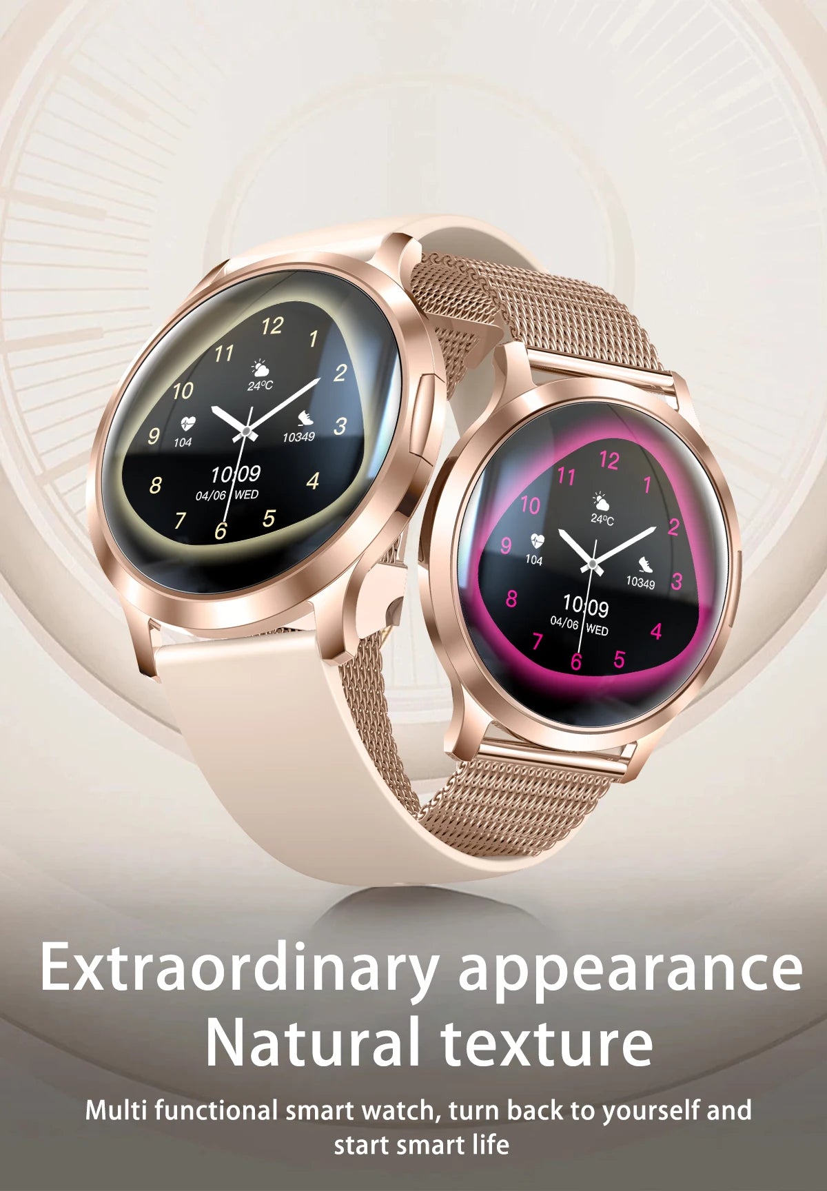 2026New Ladies' Smart Watch AMOLED Display Custom Dial Sport Fitness Health Tracke Waterproof Bracelet Music Digital Clock Women
