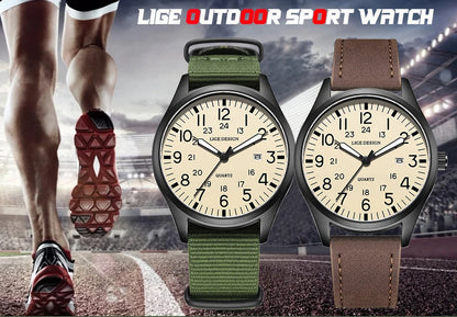 New Fashion LIGE Fashion Man Watch Outdoor Casual Sport Classic Auto Date Waterproof Luminous Quartz Watches Male Wear-resistant