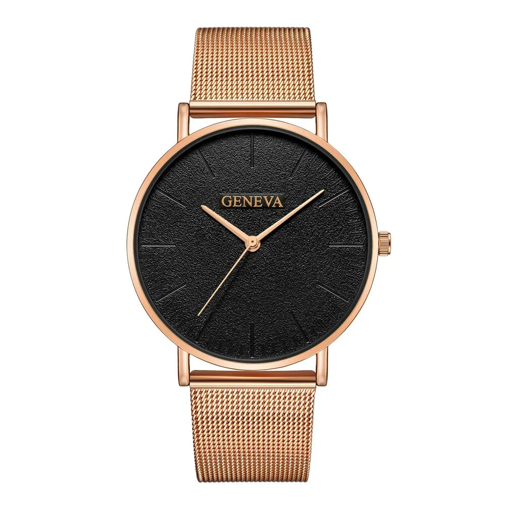 2025 Women's Watch Vintage Classic Fashion Dial Casual Steel Strip Strap Gold Rose Feminine Casual Quartz Wristwatch