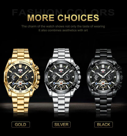 Relogio Masculino Top Brand Mens Luxury Business Watch Big Dial Stainless Steel Luminous Hands Clock Chic Waterproof Wristwatch