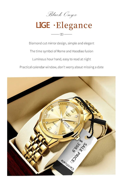 LIGE Top Brand New Fashion Women Watches Ladies Luxury Creative Steel Women Bracelet Watches Female Quartz Waterproof Watch Gift