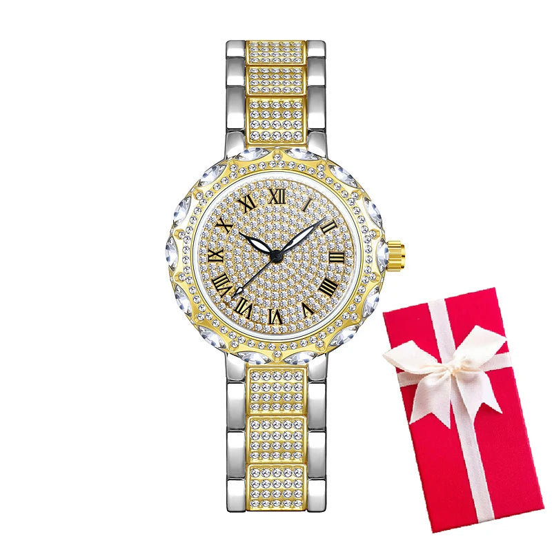 Fashion Women Watches Stainless Steel Rhinestone Crystal Ladies Quartz Watch Women Dress Clock Dropshiping montre femme