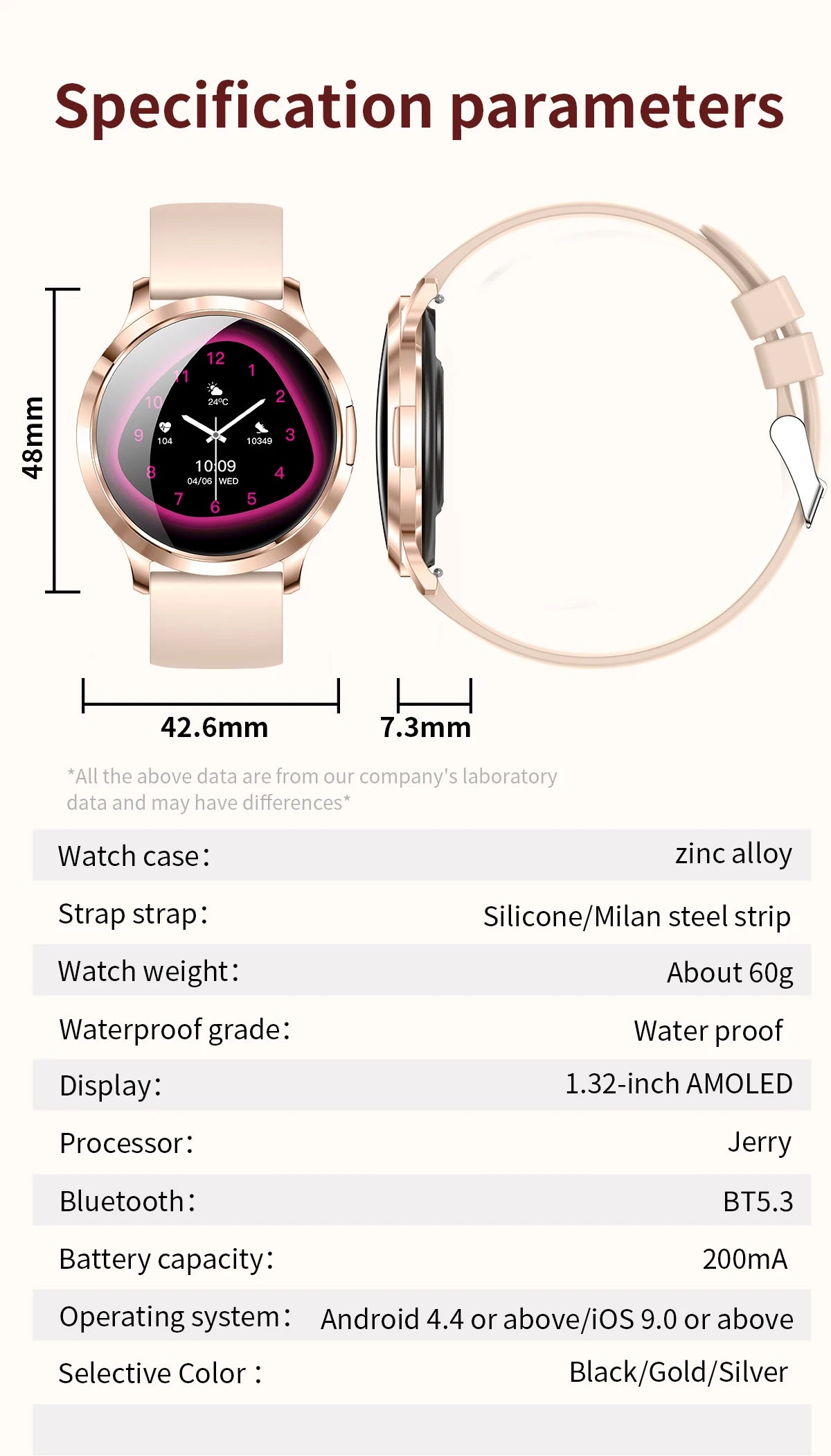 2026New Ladies' Smart Watch AMOLED Display Custom Dial Sport Fitness Health Tracke Waterproof Bracelet Music Digital Clock Women