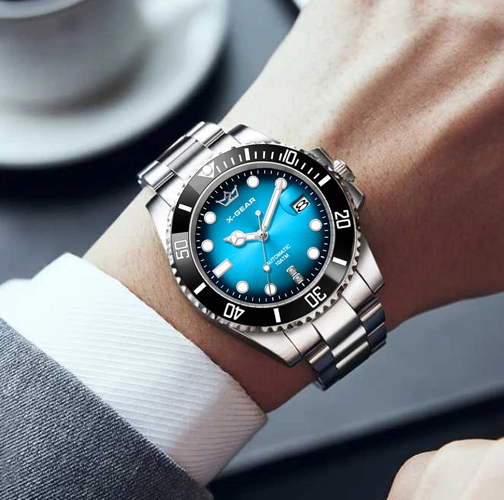 2026 New Men Automatic Mechanical Watches Stainless Steel Waterproof Watch  Water Ghost Luminous Dive Watch with Ceramic Bezel