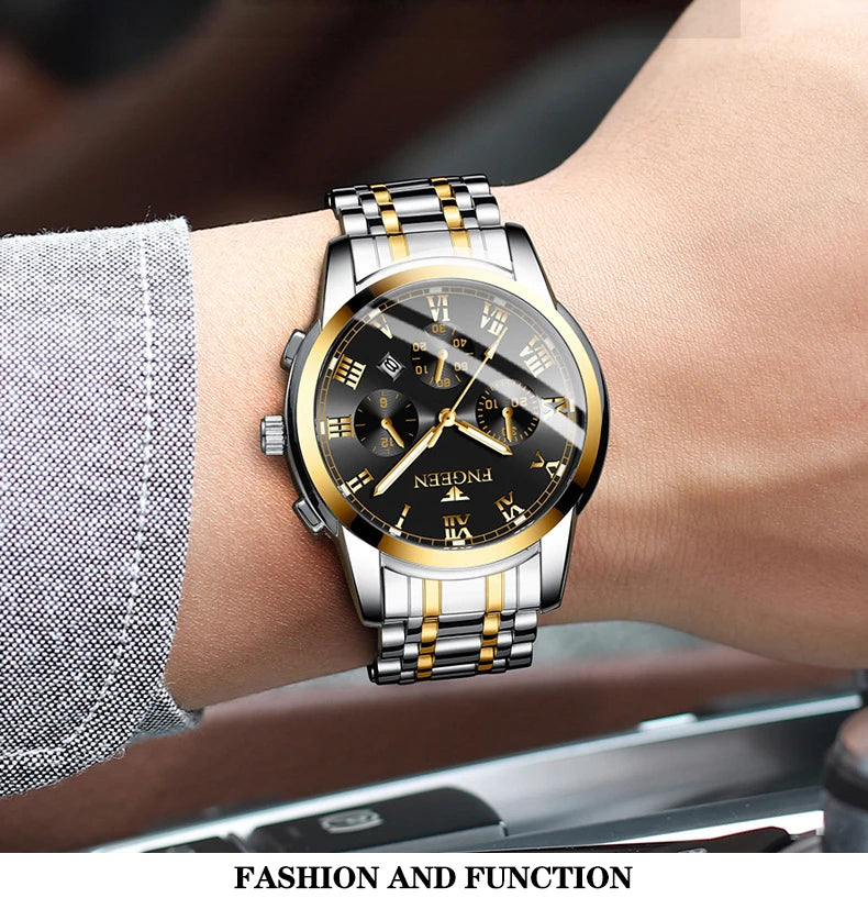 BINBOND Fashion 2pcs/Set Couple Watches Casual Men Ladies for Quartz Watch Lover Waterproof Stainless Steel Valentine Gift Watch
