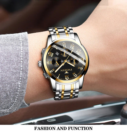 BINBOND Fashion 2pcs/Set Couple Watches Casual Men Ladies for Quartz Watch Lover Waterproof Stainless Steel Valentine Gift Watch
