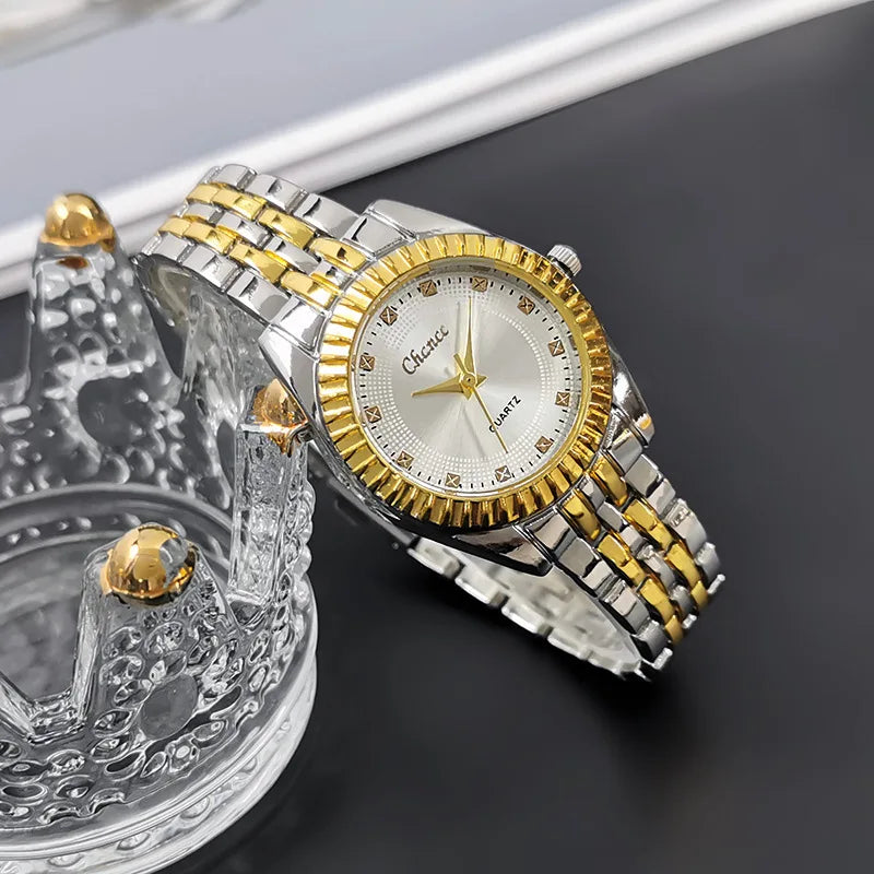 Couple's Quartz Wristwatch Men Women High End Fashion Alloy Watch Elegant Ladies Watch Decor Daily Wear Male Business Wristwatch