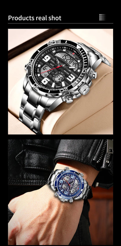2024 Top Brand Luxury Digital Mens Watches Top Luxury Sport Quartz Wristwatch For Men All Steel Military Waterproof Clock+Box