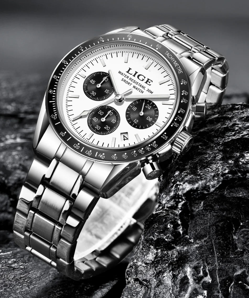 LIGE Top Brand Luxury New Mens Watches Waterproof Luminous Watch for Men Date Chronograph Sport Quartz Man Wristwatches+Box