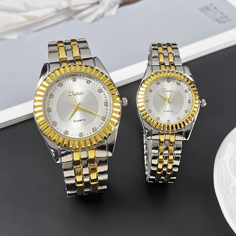 Couple's Quartz Wristwatch Men Women High End Fashion Alloy Watch Elegant Ladies Watch Decor Daily Wear Male Business Wristwatch