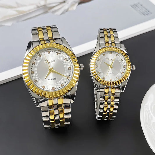 Couple's Quartz Wristwatch Men Women High End Fashion Alloy Watch Elegant Ladies Watch Decor Daily Wear Male Business Wristwatch