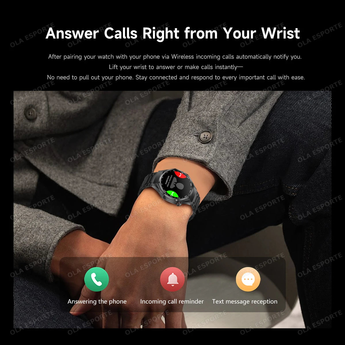 Men Smart Watch 1.52" HD Screen Bluetooth 5.4 Wireless Call Information Reminder Health Monitor Smart Watch IP68 Waterproof HT30