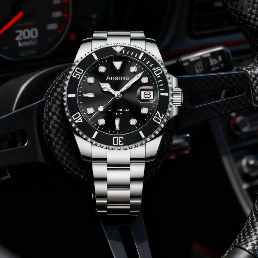 2025 New Men Luxury Sports Watches Quartz Wristwatches Waterproof Stainless Steel Strap Luminous Auto Date Casual Dress Watch