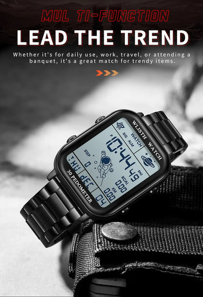 Watches for Man Digital Watch Stopwatch Countdown Wristwatch Calendar Clock Sport Pedometer Calculation Digital Montre Homme