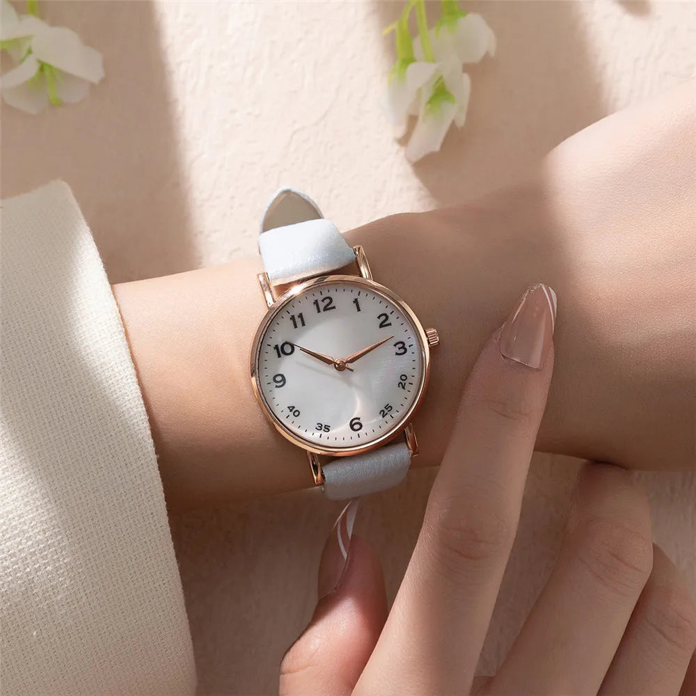 Fashion Ladies Brand Watches Simple Round Digital Hand Women Quartz Watch Casual Leather Strap Clock Gift Wristwatches