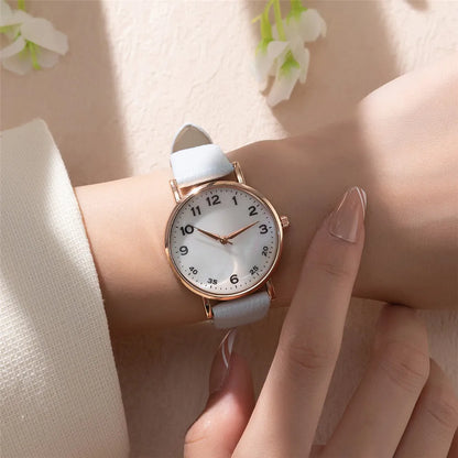 Fashion Ladies Brand Watches Simple Round Digital Hand Women Quartz Watch Casual Leather Strap Clock Gift Wristwatches