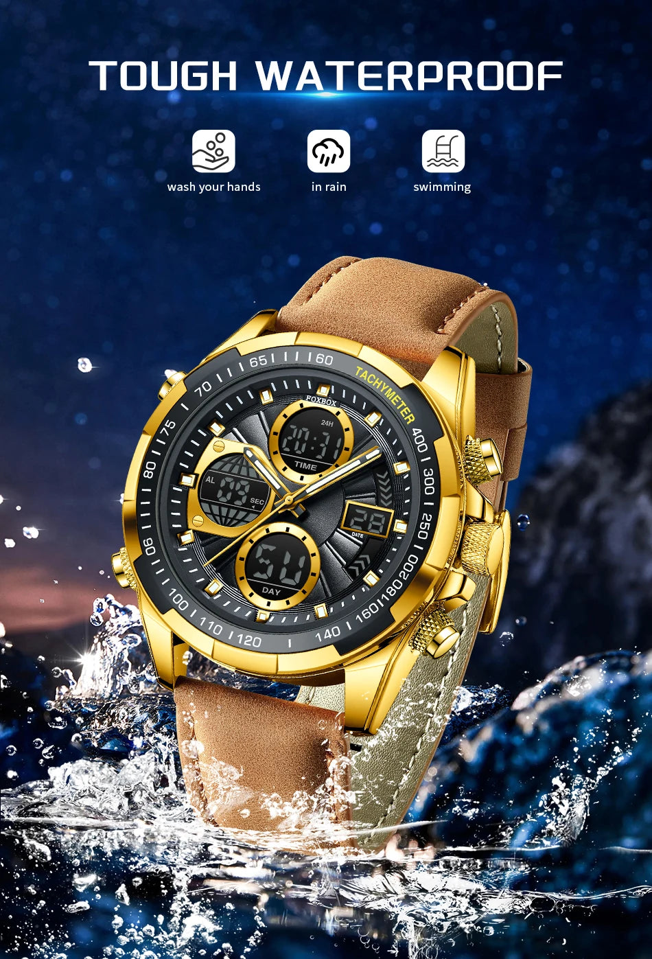LIGE Top Watches for Men Leather Men Military Sport Waterproof Watch Quartz WristWatch Chronograph Male Clock