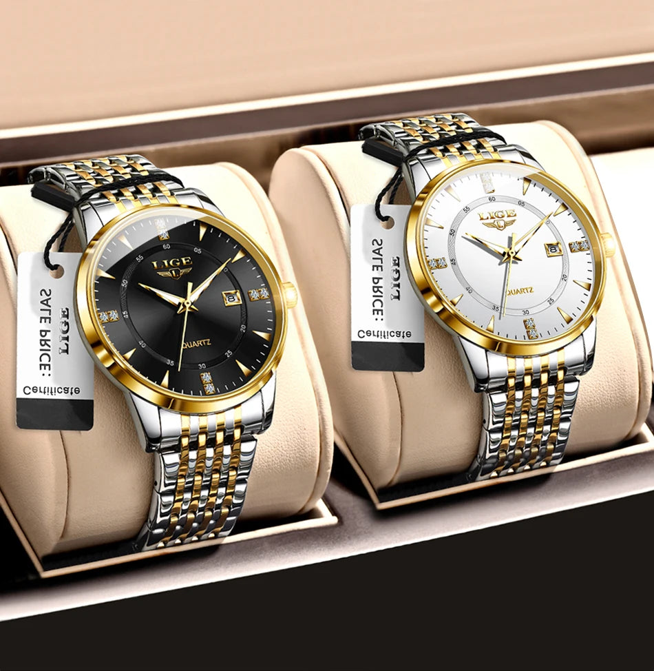 LIGE New Waterproof Watches Women Fashion Women's Bracelet Watch Top Brand Luxury Date Quartz Watch for Women Relogio Feminino