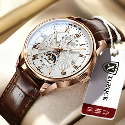 2024 Men Watch Fashion Top Luxury Sport Men's Wristwatch Waterproof Luminous Leather Date Quartz Watches Man Clock