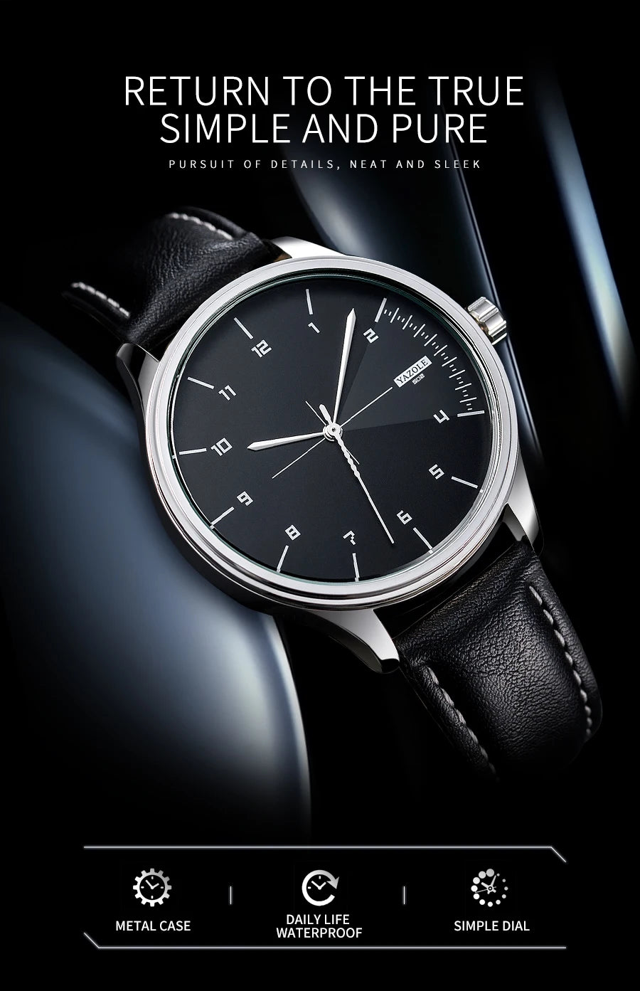 Fashion Men's Watches Top Brand Luxury Metal Case Quartz Wrist Watches Simple Casual Leather Belt Mens Watch Clock Reloj Hombre