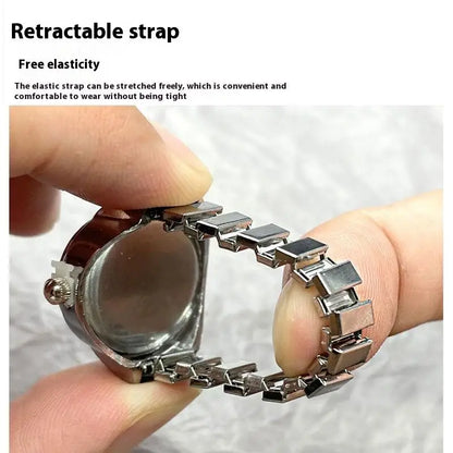 Fashion Forward Finger Watch Ring; Vintage Alloy Shell Design; Quartz Movement; An excellent choice for Men's and Women's Gift