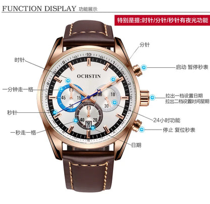 Swiss brand new multi-functional business men's watch waterproof luminous quartz watch live broadcast hot sale**
