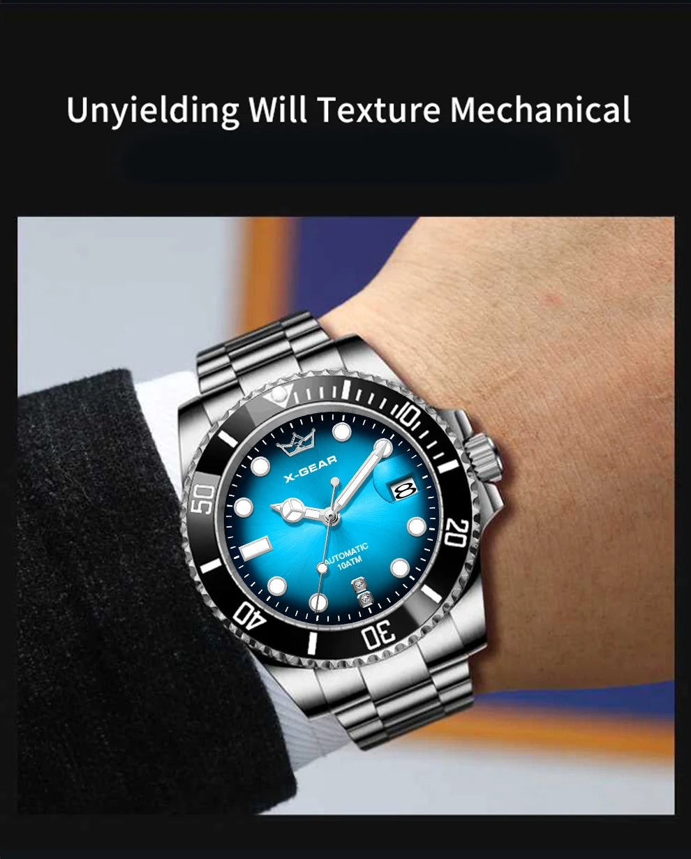 2026 New Men Automatic Mechanical Watches Stainless Steel Waterproof Watch  Water Ghost Luminous Dive Watch with Ceramic Bezel