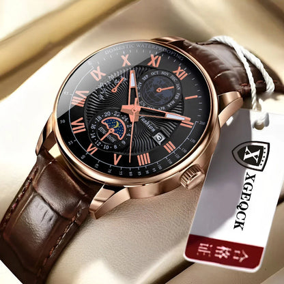 2024 Men Watch Fashion Top Luxury Sport Men's Wristwatch Waterproof Luminous Leather Date Quartz Watches Man Clock
