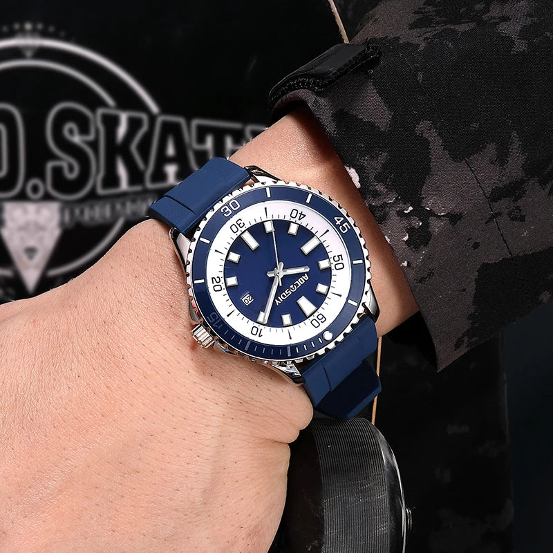 Casual Watches for Men Fashion New Men's Watch Multi Functional Luminous Date Quartz Wrist Watch Waterproof Leisure Man Clock
