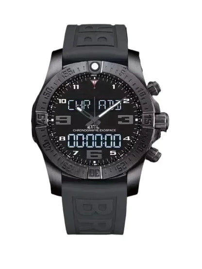 Customized Watches Men's Sports Watch, 44 mm, Digital Display, Black and Blue Rubber Strap