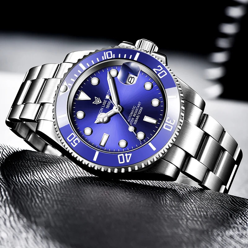 LIGE Top Brand Vintage Mechanical Watches Men Fashion Business Luxury Mens Watch Waterproof Luminous Automatic Wristwatch Reloj