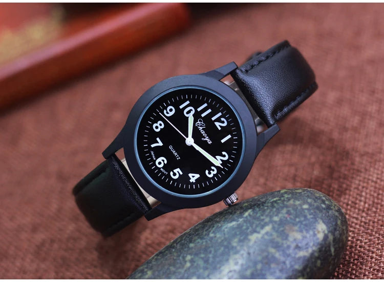 2026 new simple fashion leather strap watches for woman man children boys young students 12hours quartz waterproof watches clock