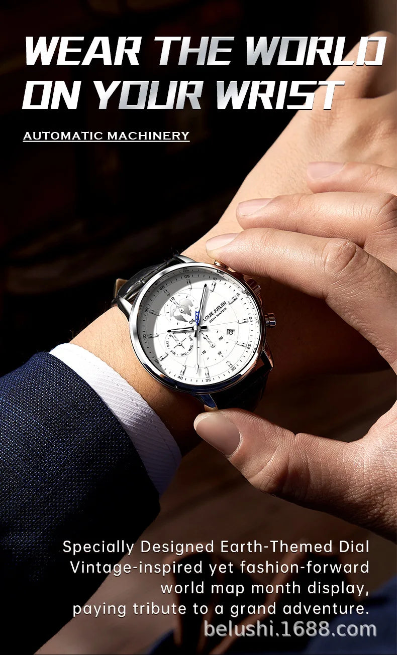 Men's New Automatic Mechanical Watch Fashion Business Casual Wristwatch Luxury Waterproof Date Display