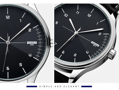 Fashion Men's Watches Top Brand Luxury Metal Case Quartz Wrist Watches Simple Casual Leather Belt Mens Watch Clock Reloj Hombre