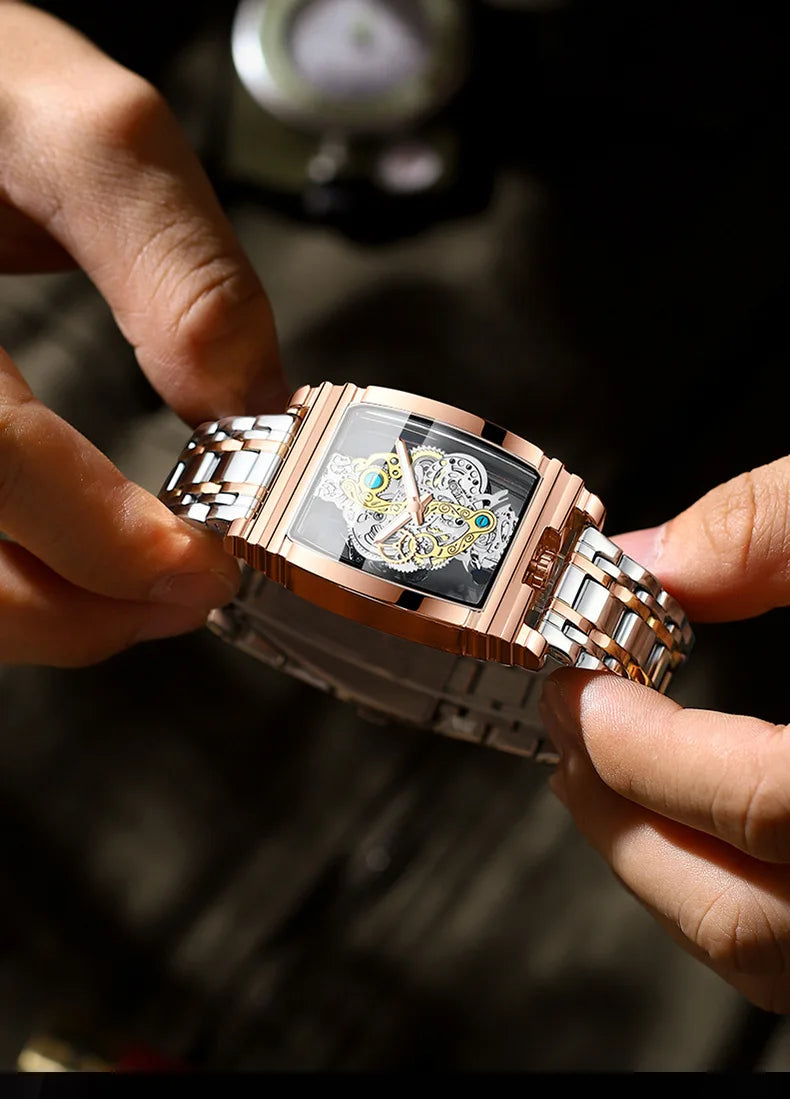 Hot Fashion Men Watch Top Brand Luxury Business Quartz Mens Watches Waterproof Hollow Out Wristwatch Men Gold Relogio Masculino