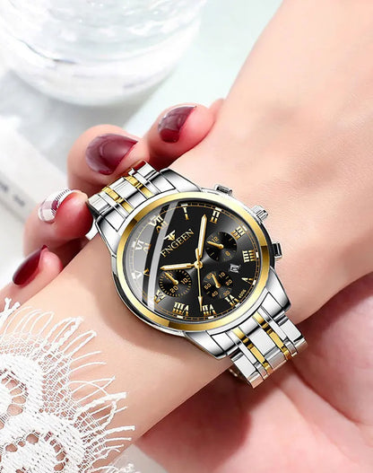 BINBOND Fashion 2pcs/Set Couple Watches Casual Men Ladies for Quartz Watch Lover Waterproof Stainless Steel Valentine Gift Watch