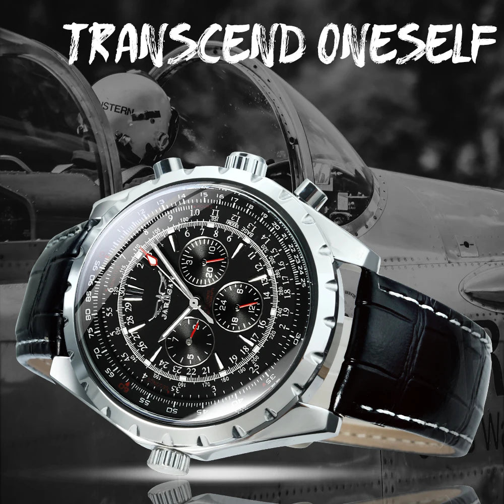JARAGAR Sports Mens Watches Top Brand Luxury Automatic Mechanical Watch for Men Leather Steel Strap Military Wristwatches Gifts