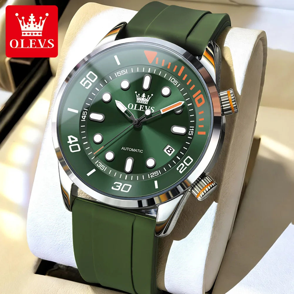 OLEVS Watches for Men Top Luxury Brand Automatic Mechanical Watch Super Waterproof Luminous Swim Diving Watch Reloj 6751