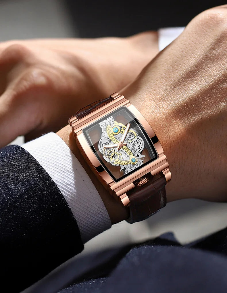 Hot Fashion Men Watch Top Brand Luxury Business Quartz Mens Watches Waterproof Hollow Out Wristwatch Men Gold Relogio Masculino