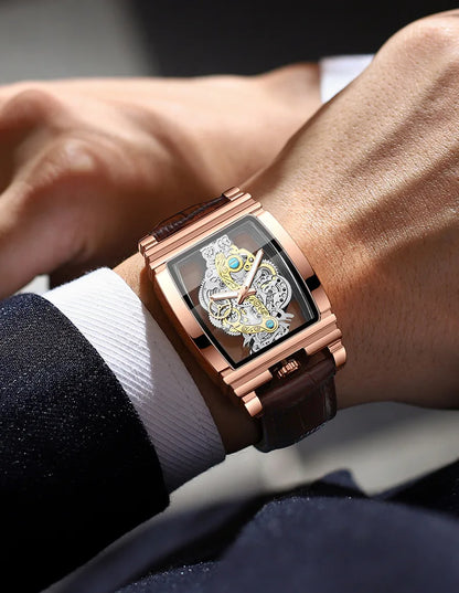Hot Fashion Men Watch Top Brand Luxury Business Quartz Mens Watches Waterproof Hollow Out Wristwatch Men Gold Relogio Masculino