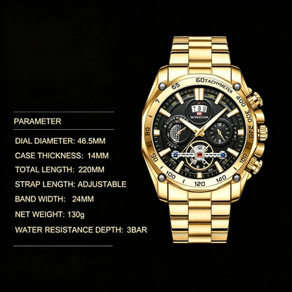 Relogio Masculino Top Brand Mens Luxury Business Watch Big Dial Stainless Steel Luminous Hands Clock Chic Waterproof Wristwatch