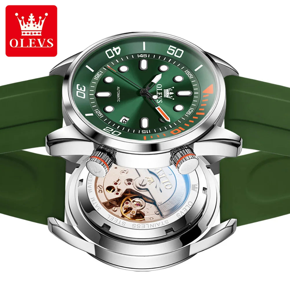 OLEVS Watches for Men Top Luxury Brand Automatic Mechanical Watch Super Waterproof Luminous Swim Diving Watch Reloj 6751