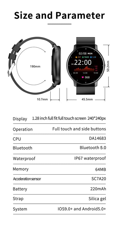 LIGE Smart Watch Women Men Full Touch Screen Bluetooth Call Smartwatch Waterproof Sports Fitness Tracker Watches for Android iOS