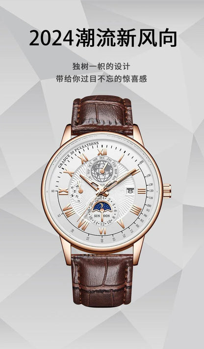 2024 Men Watch Fashion Top Luxury Sport Men's Wristwatch Waterproof Luminous Leather Date Quartz Watches Man Clock