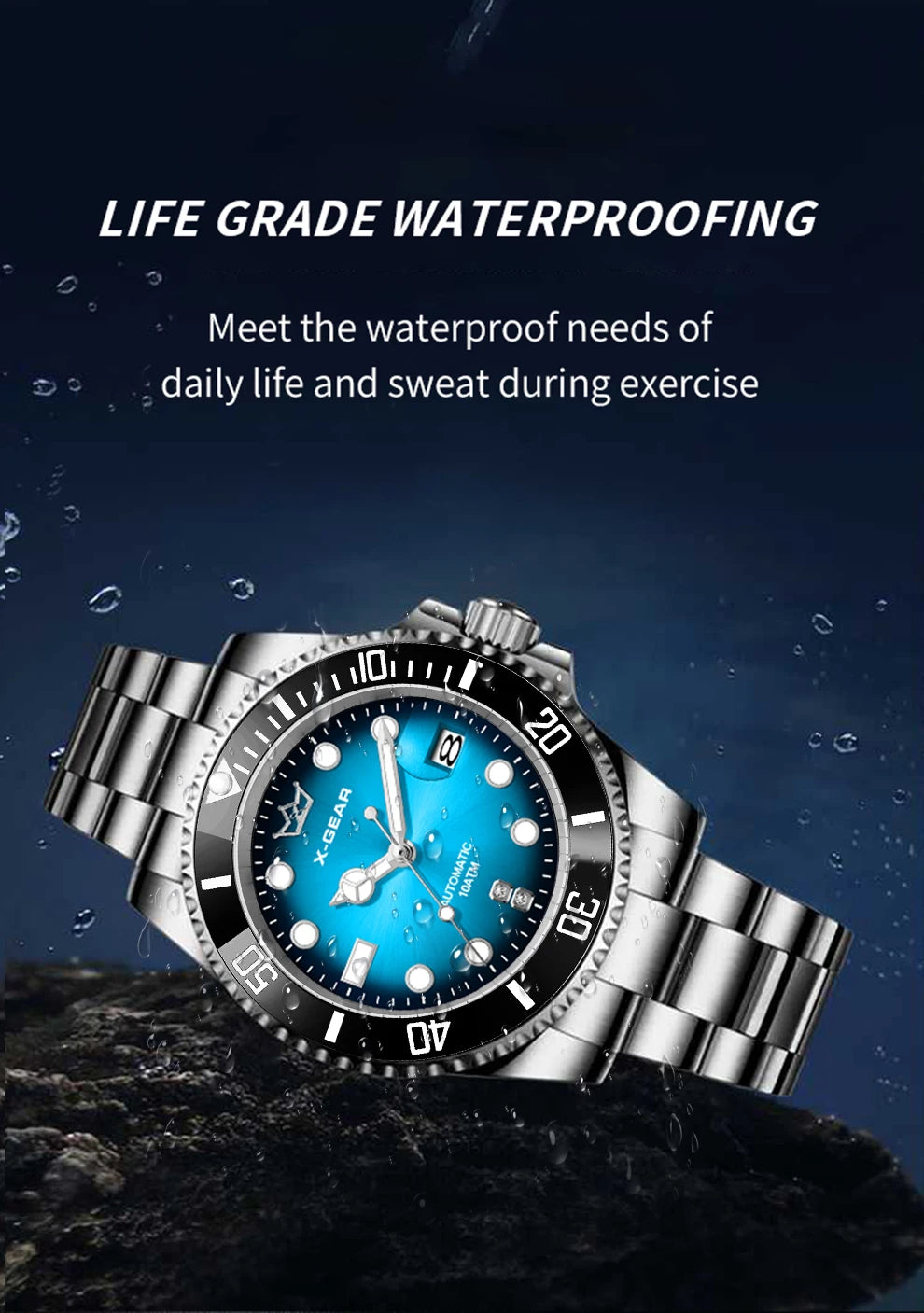 2026 New Men Automatic Mechanical Watches Stainless Steel Waterproof Watch  Water Ghost Luminous Dive Watch with Ceramic Bezel