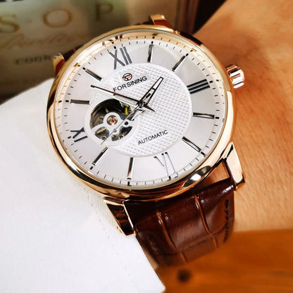 Fashion Mechanical Watch for Men Green Skeleton Dial Business Automatic Mens Watches Top Brand Luxury Forsining Wristwatches New