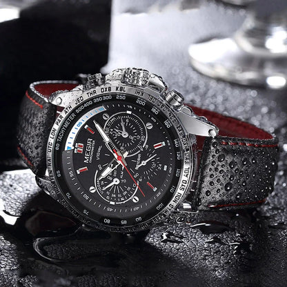 MEGIR Watches Men's Quartz Wrist Watches Top Brand Luxury Male Fashion Casual Luminous Waterproof Clock Leather Watch Hot 1010