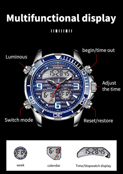 2024 Top Brand Luxury Digital Mens Watches Top Luxury Sport Quartz Wristwatch For Men All Steel Military Waterproof Clock+Box
