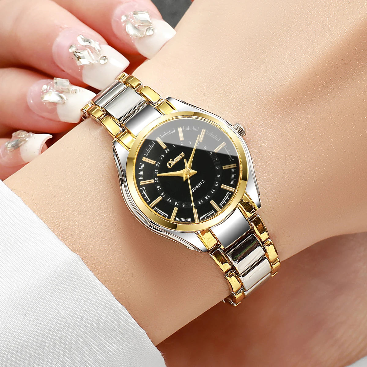 2PCS Fashion Couple Watches Luxury Men Business Watch Women Quartz Wristwatches Clock Gift（Without Box）